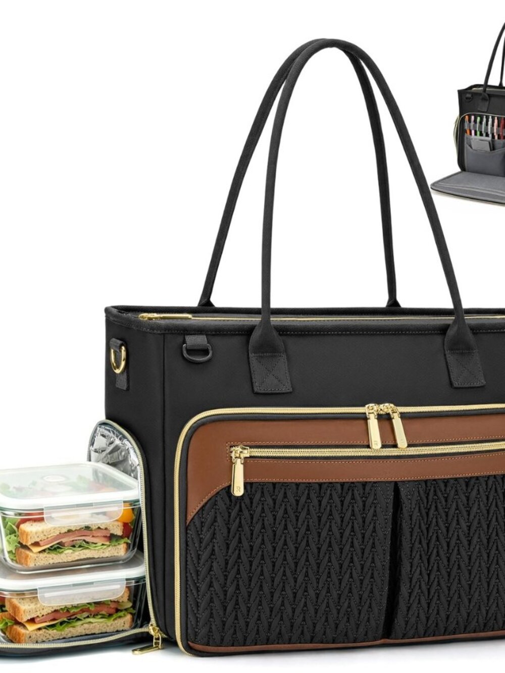 Teacher Tote Bag for Women 15.6 Inch Laptop Bag for Women with Insulated Lunch